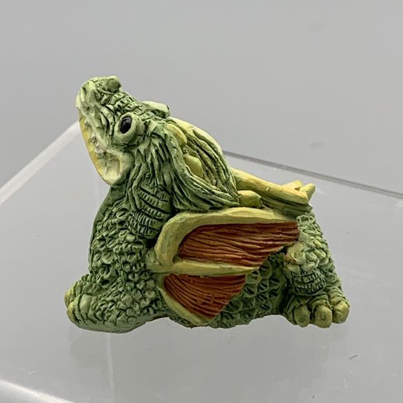 Vintage 1993 Stone Critter Littles Green Dragon SCL 003 Made in the USA Fantasy - Picture 6 of 14